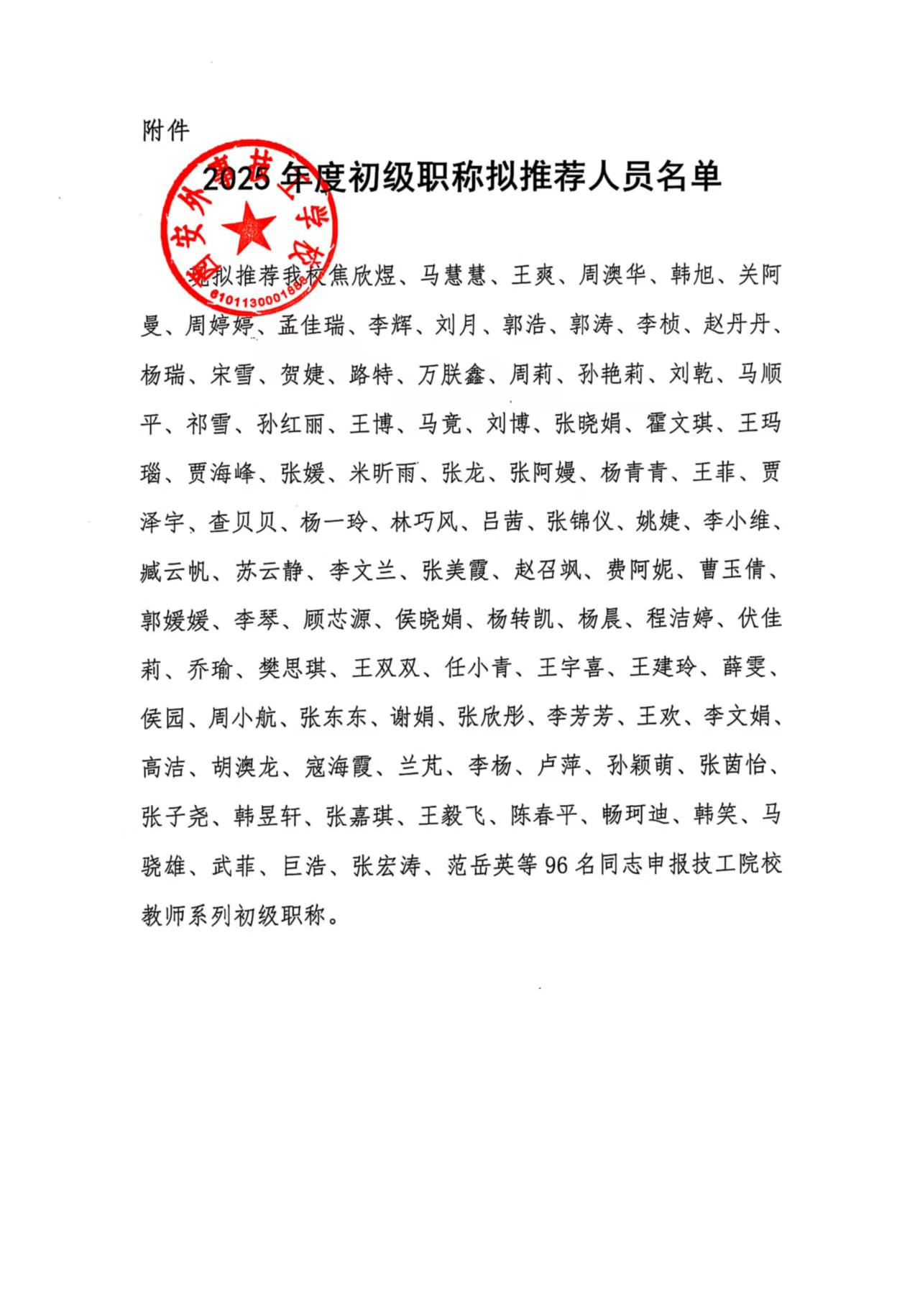 2025年度初级职称拟推荐人员名单